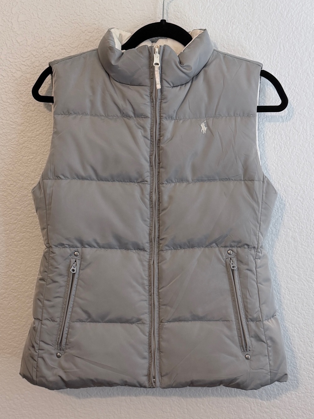 Ralph Lauren Kids Metallic Gray/Cream Reversible Quilted Puffer Vest Size 16 XL